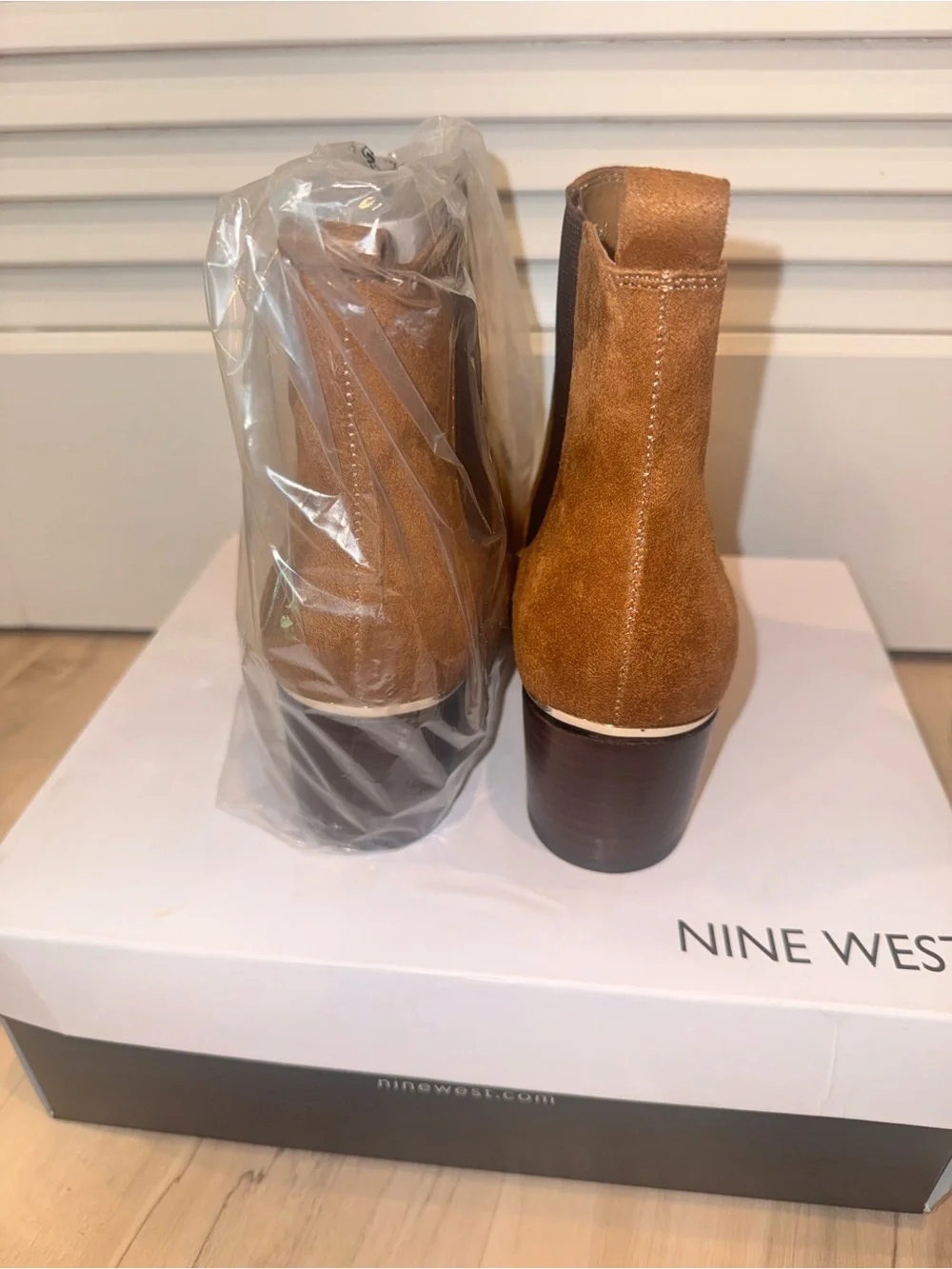 Nine West Suede Pull-On Ankle Boots in Cognac Brown